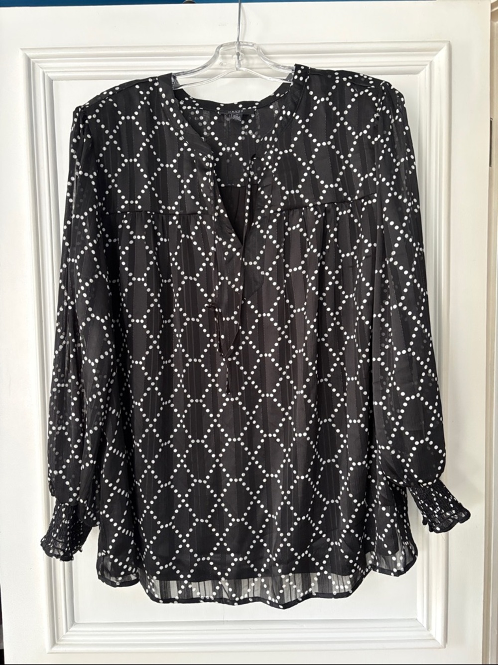 Plus Size Black and White Dot-Pattern Women's Tunic